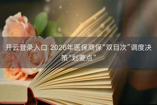 开云登录入口 2026年医保商保“双目次”调度决策“划要点”